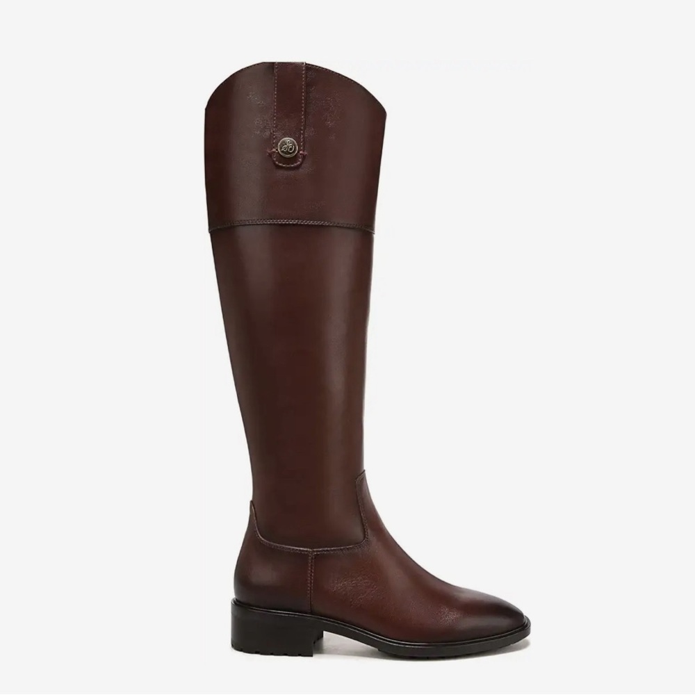 SAM EDELMAN $250 Women Drina Brown Leather Tall Riding Boots Shoes Size 5.5M NWT - Picture 2 of 8